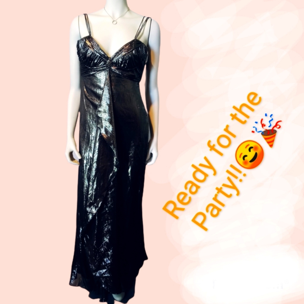 Party, Cocktel, Prom Dress Gold black color size 0 Elegant.long.Buffalo Exchange